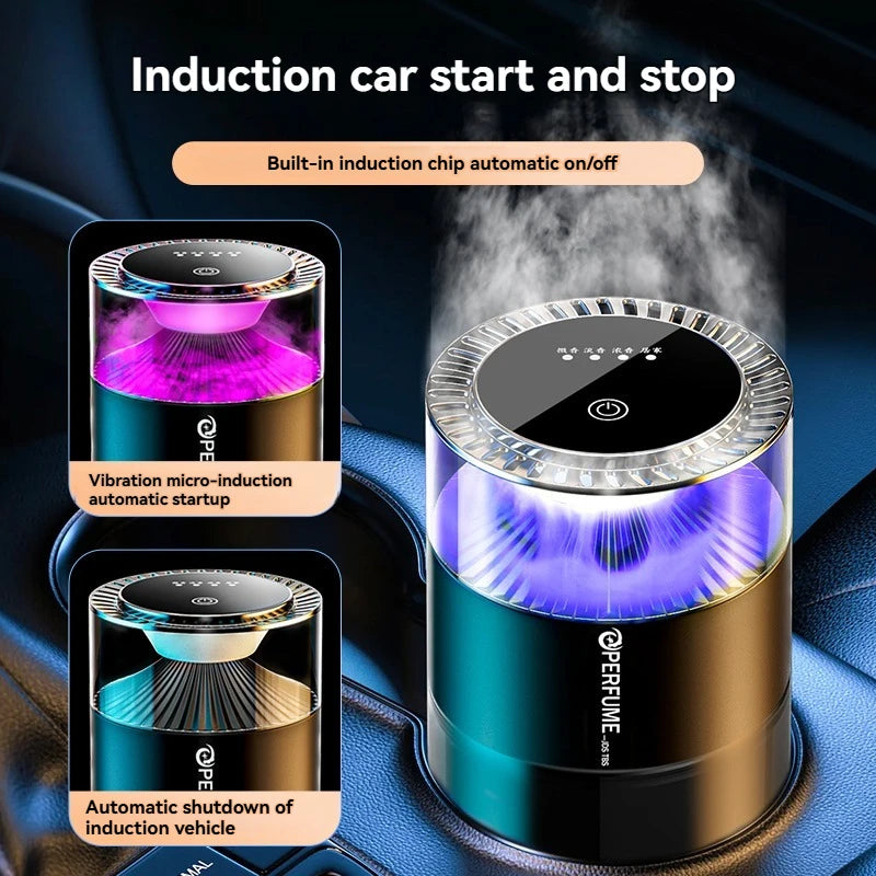 New Smart Car Air Freshener Rechargeable Car Aroma Diffuser Cloud Mist with Sound Pickup Lamp RGB Light for Automotive Interior