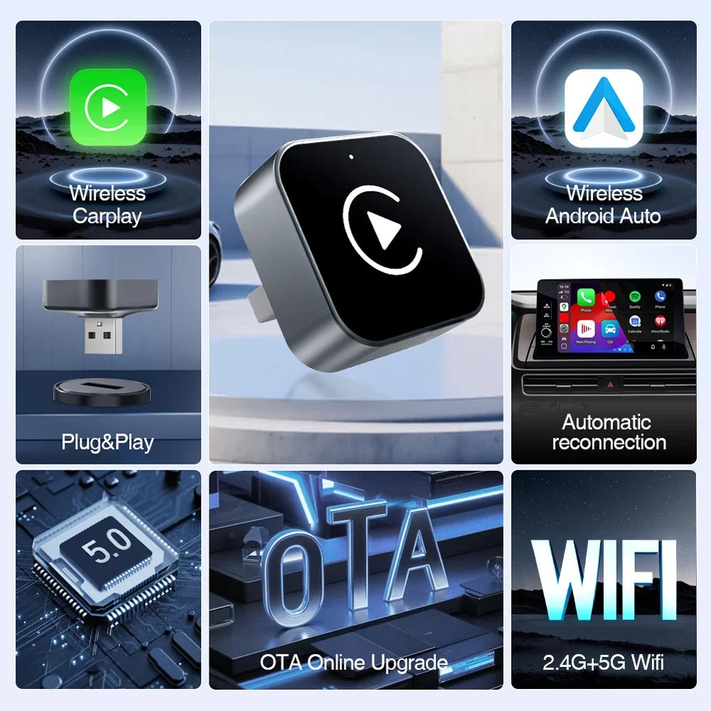 Wireless CarPlay & Android Auto Adapter – Convert Wired to Wireless Instantly