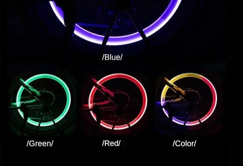 4 Tire Valve Cap Lights Colorful LED Wheel Light For Car Air Valve Caps Neon Light For Motorcycles Bicycles Auto Exterior